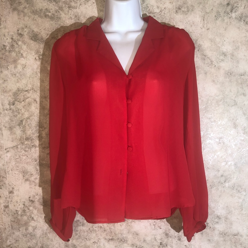 Lecomte Woman's Red Button-Down Blouse